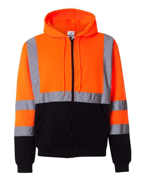 Kishigo JS102 - 103 Hi - Vis Full - Zip Hooded Sweatshirt - Ninja Transfers