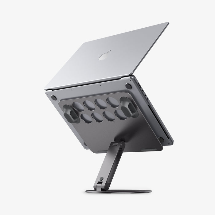 AMP09303 - Laptop Stand | LD206C in Space Gray showing the back, and side