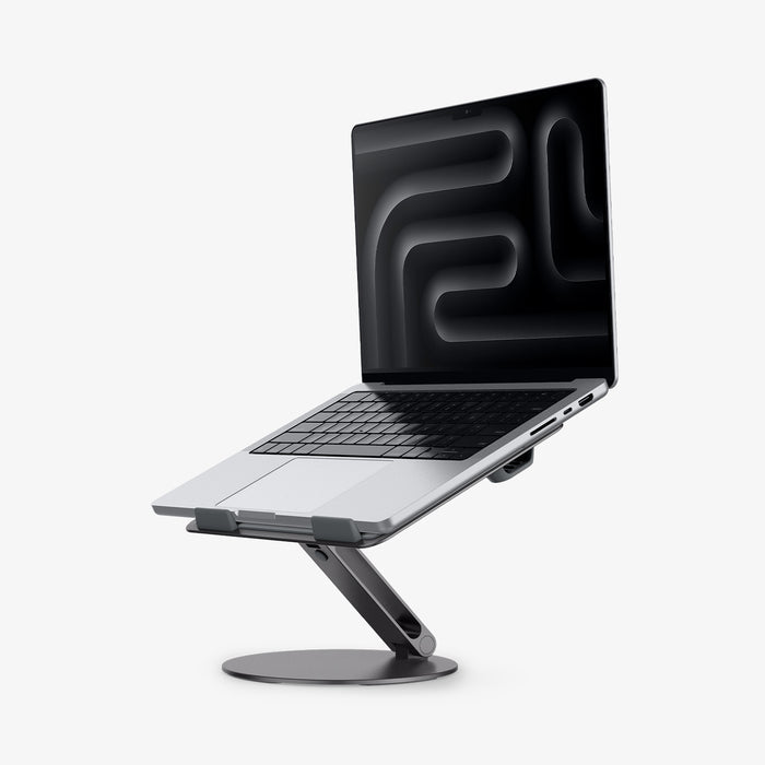AMP09303 - Laptop Stand | LD206C in Space Gray showing the front of the device and partial side of the stand