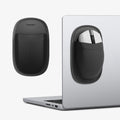 APP11227 - Laptop/Tablet Mouse Holder | LD220 in Black showing a slim adhesive sleeve mounted on a laptop, securely holding a wireless mouse for convenient storage.