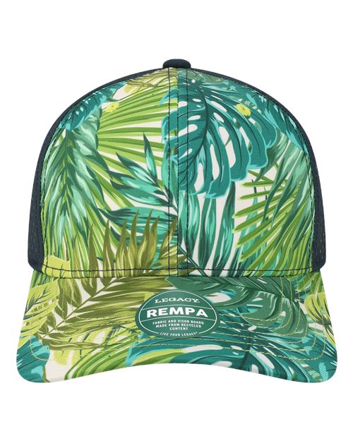 Tropical Blue Leaves/ Navy / OS