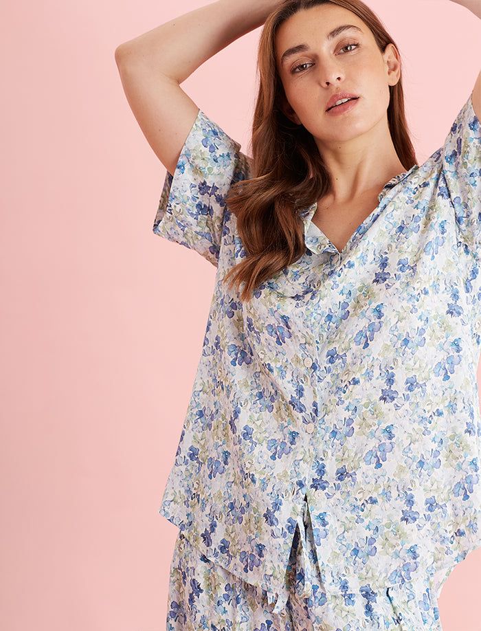 Lily Jane Satin Short Sleeve Shirt
