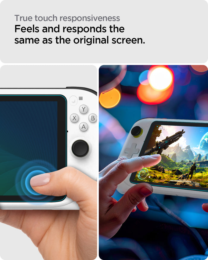 AGL09765 - Logitech G CLOUD Glas.tR SLIM in Clear showing the true touch responsiveness. Feels and responds the same as the original screen
