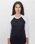 Los Angeles Apparel FF53 USA - Made Three Quarter Sleeve Raglan Baseball T-Shirt - Ninja Transfers
