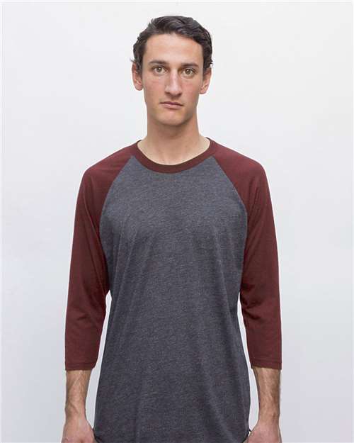 Los Angeles Apparel FF53 USA - Made Three Quarter Sleeve Raglan Baseball T-Shirt - Ninja Transfers