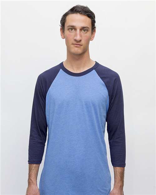Los Angeles Apparel FF53 USA - Made Three Quarter Sleeve Raglan Baseball T-Shirt - Ninja Transfers
