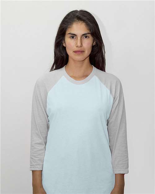 Los Angeles Apparel FF53 USA - Made Three Quarter Sleeve Raglan Baseball T-Shirt - Ninja Transfers