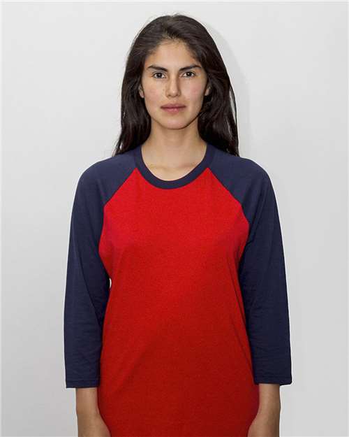Los Angeles Apparel FF53 USA - Made Three Quarter Sleeve Raglan Baseball T-Shirt - Ninja Transfers