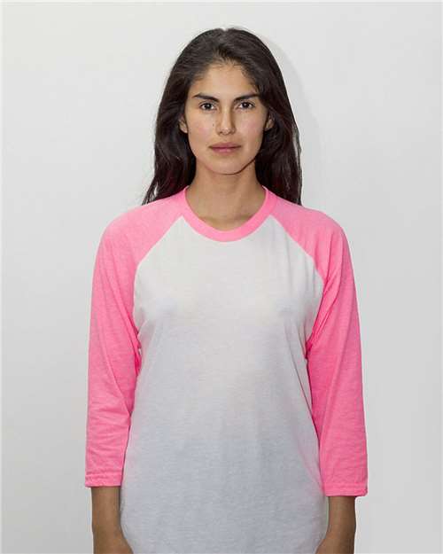 Los Angeles Apparel FF53 USA - Made Three Quarter Sleeve Raglan Baseball T-Shirt - Ninja Transfers