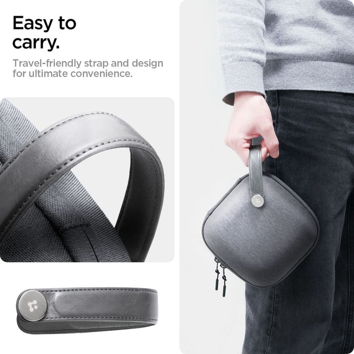 AFA09214 - Mac Mini M4 Klasden Pouch in Charcoal Gray showing the easy to carry, travel-friendly strap and design for ultimate convenience