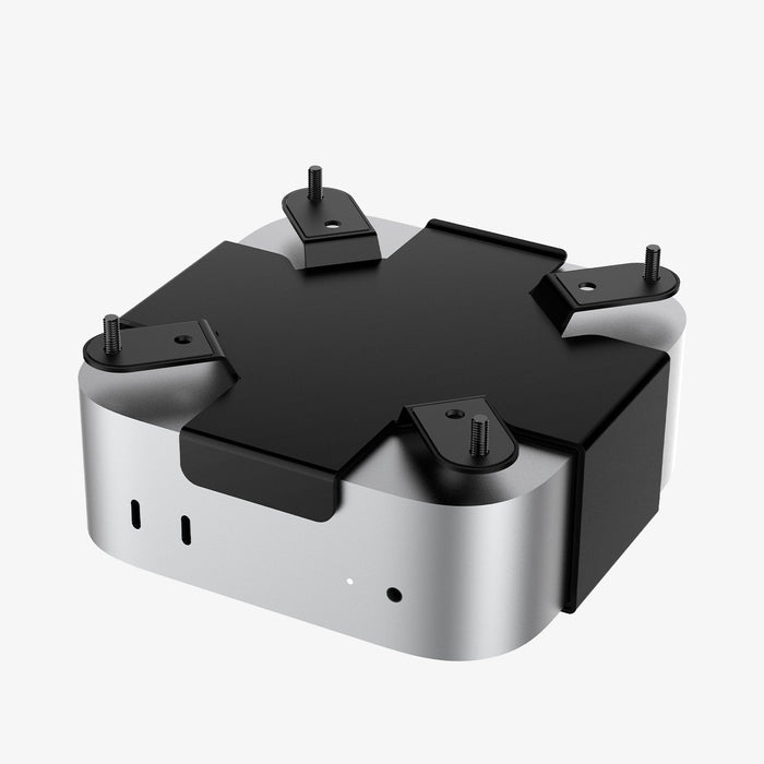 AMP09226 - Mac Mini M4 Mount LD205 in Charcoal Gray showing the back and sides with screws attached