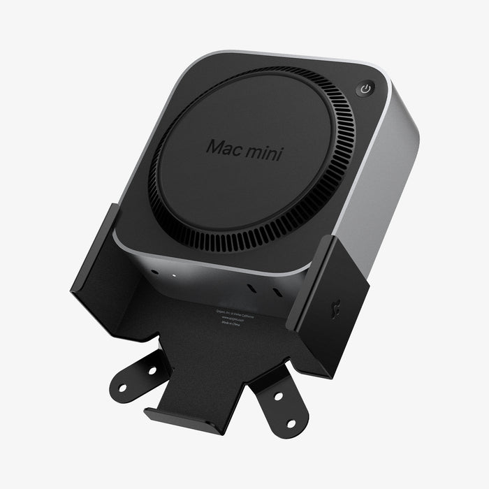 AMP09226 - Mac Mini M4 Mount LD205 in Charcoal Gray showing the front and side