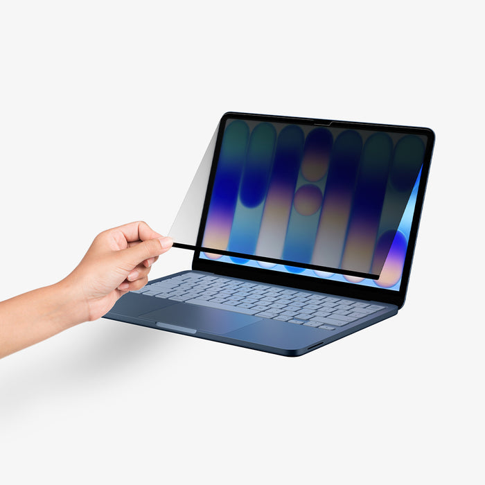 AFL11670 - MacBook Neo Series - Safe View in Privacy showing side with a hand