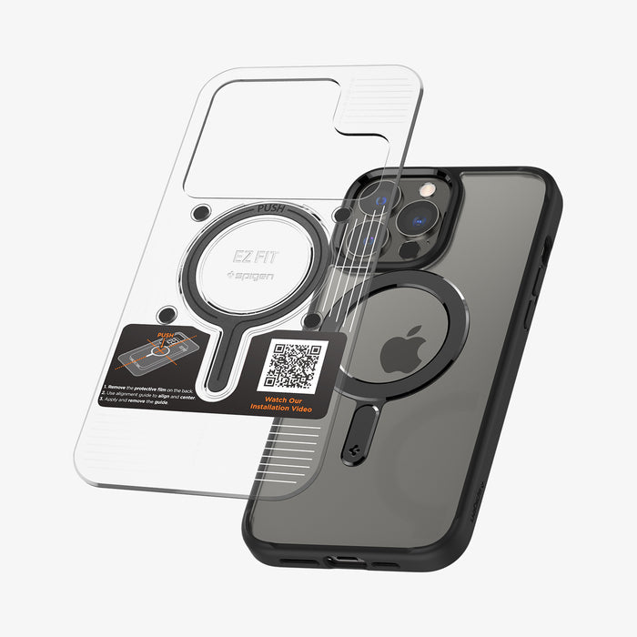 ACP06106 - Magnet Ring Plate (MagFit) in black showing the ez fit tray, metal ring plate and device