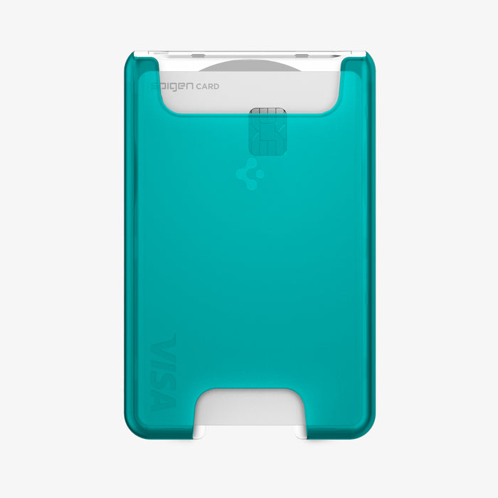 AFA07397 - MagSafe Card Holder Classic C1 (MagFit) in Bondi Blue showing the front with card inserted