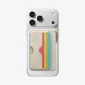 AFA07232 - MagSafe Card Holder Folder Pop (Mag Fit) in Rainbow showing the front attached to the back of the device