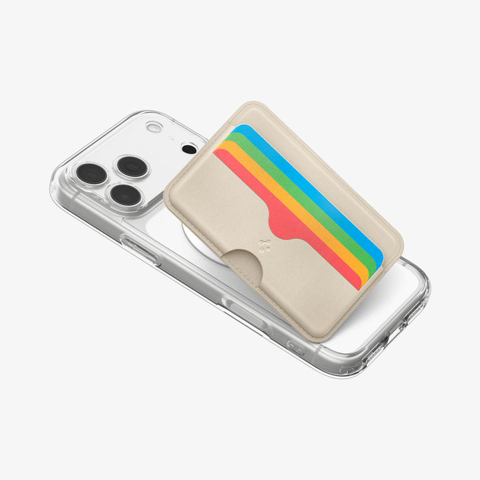 AFA07232 - MagSafe Card Holder Folder Pop (Mag Fit) in Rainbow showing the front partially lifted front the device