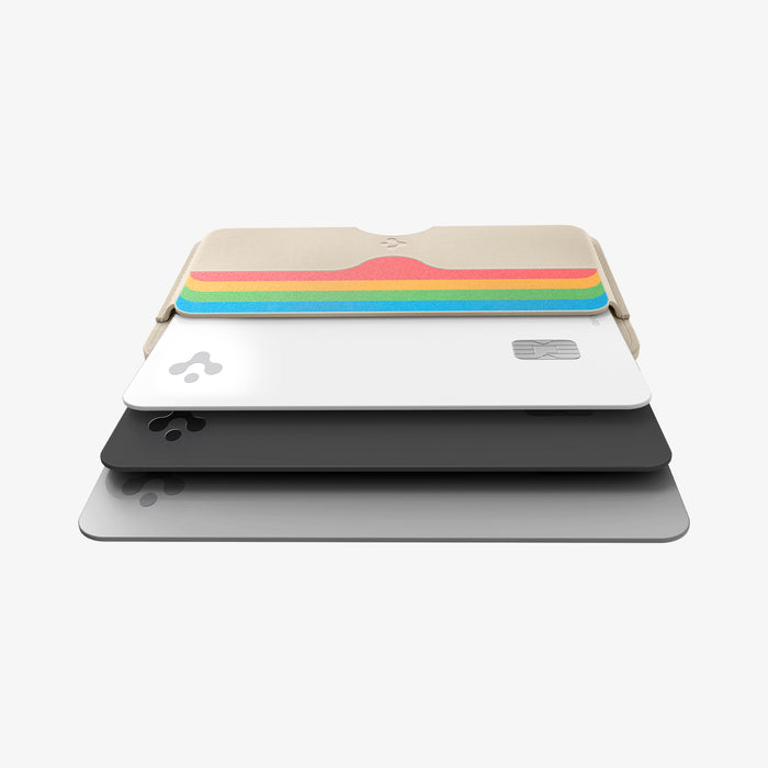 AFA07232 - MagSafe Card Holder Folder Pop (Mag Fit) in Rainbow showing the front with 3 cards inserted zoomed in