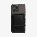 AFA06031 - MagSafe Card Holder Lock Fit (MagFit) in black showing the front with card holder attached to back of device