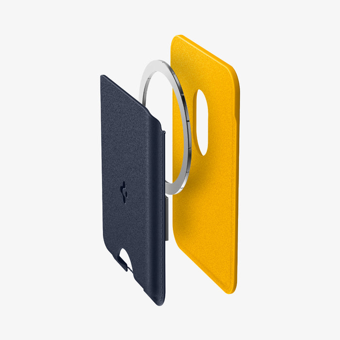 AFA06390 - MagSafe Card Holder Nano Pop (Mag Fit) in Blueberry Navy showing the magnet ring hovering in between the detached front and back