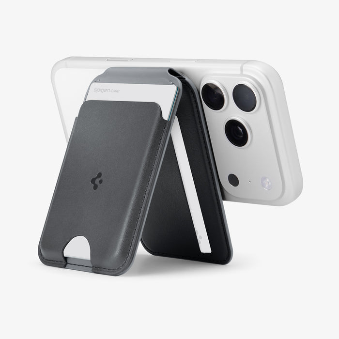AFA11334 - MagSafe Card Holder Nano Pop S (Mag Fit)  in Black Sesame showing front and partially side