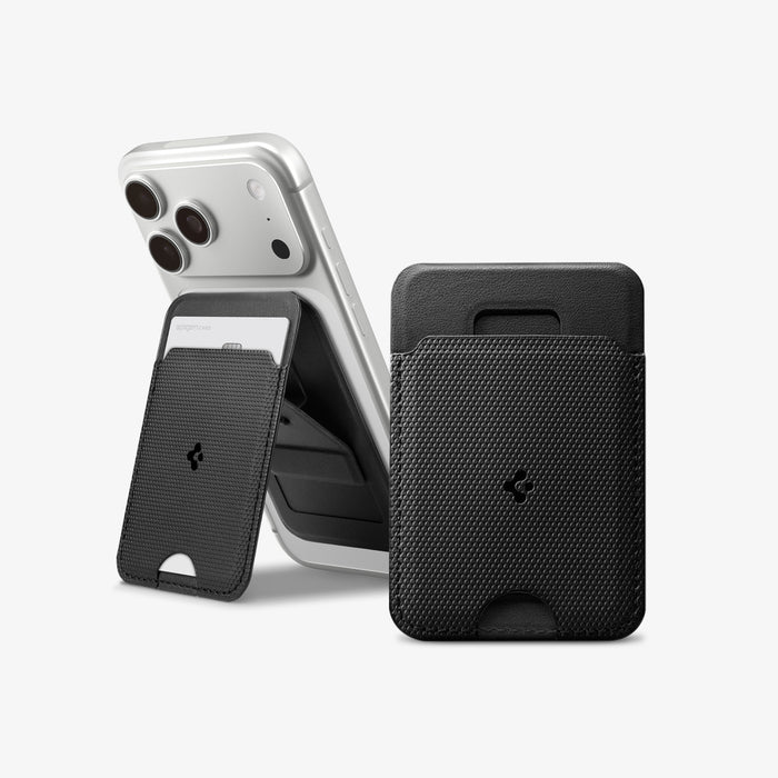 AFA10405 - MagSafe Card Holder Slim Fold (MagFit) | S314-1 in Black showing front and detail