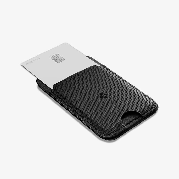 AFA10405 - MagSafe Card Holder Slim Fold (MagFit) | S314-1 in Black showing card inside of the holder