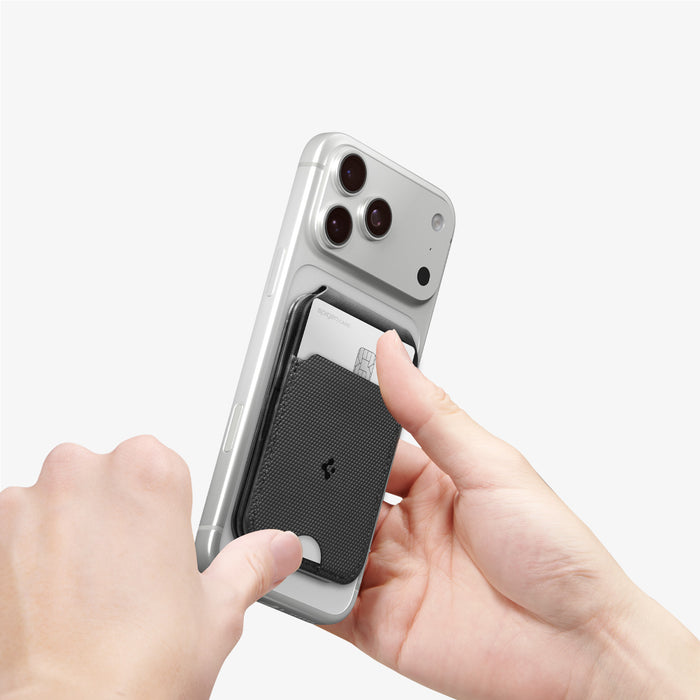 AFA10406 - MagSafe Card Holder Slim Fold (Mag Fit) | S314-2 showing the card holder being attached to back of device