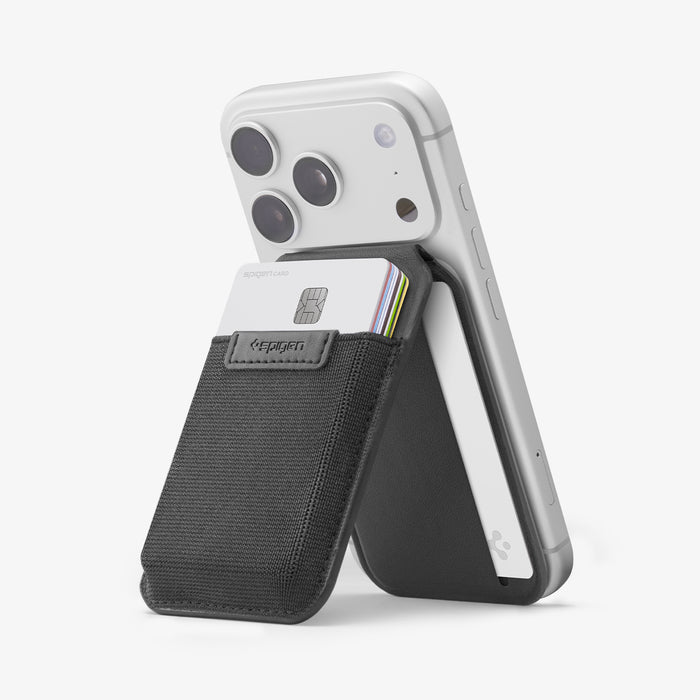 AFA11591 - Slim Fold Card Holder Stand (Mag Fit) | S314-4 in Black showing side with cards