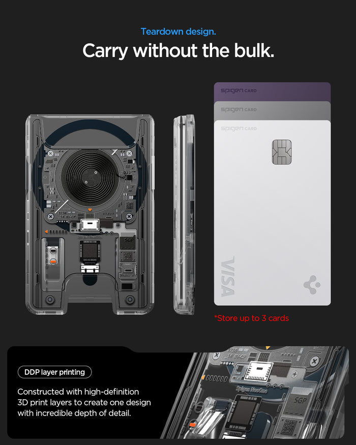 AFA11403 - MagSafe Card Holder Ultra Hybrid Neo One (Mag Fit) showing slim NeoOne MagFit wallet card holder profile with storage for up to three cards