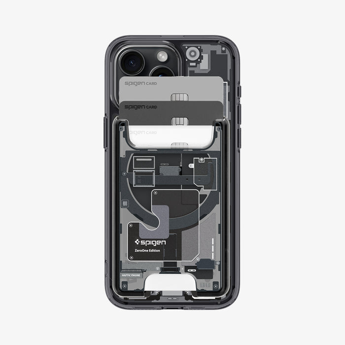 AFA07400 - Ultra Hybrid Zero One MagFit Wallet (MagFit) in Zero One showing the front of wallet holder with cards inserted