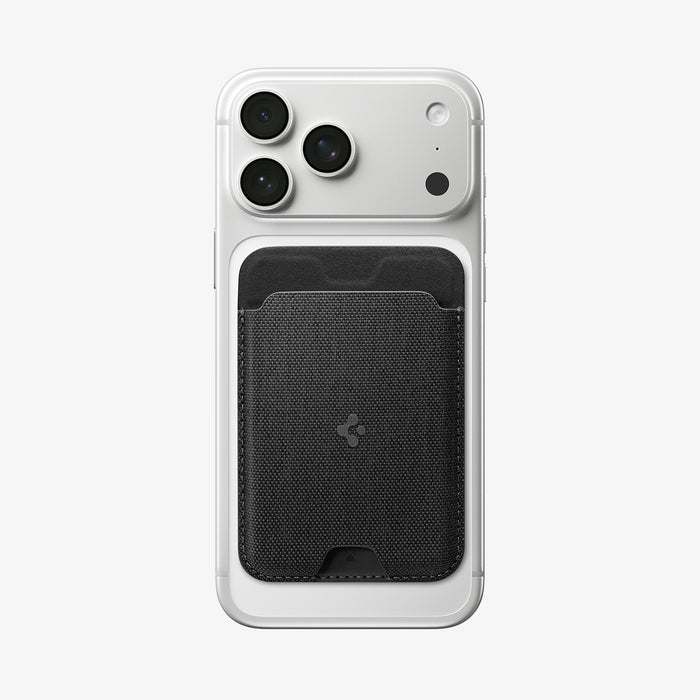 AFA11335 - Spigen MagFit Urban Fit Wallet attached to iPhone with fabric card holder