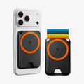 AFA11336 - Spigen Valentinus MagFit Plus Wallet attached to iPhone holding five cards front view