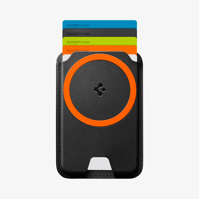 AFA11336 - Spigen Valentinus MagFit Plus Wallet holding five cards with visible MagSafe ring