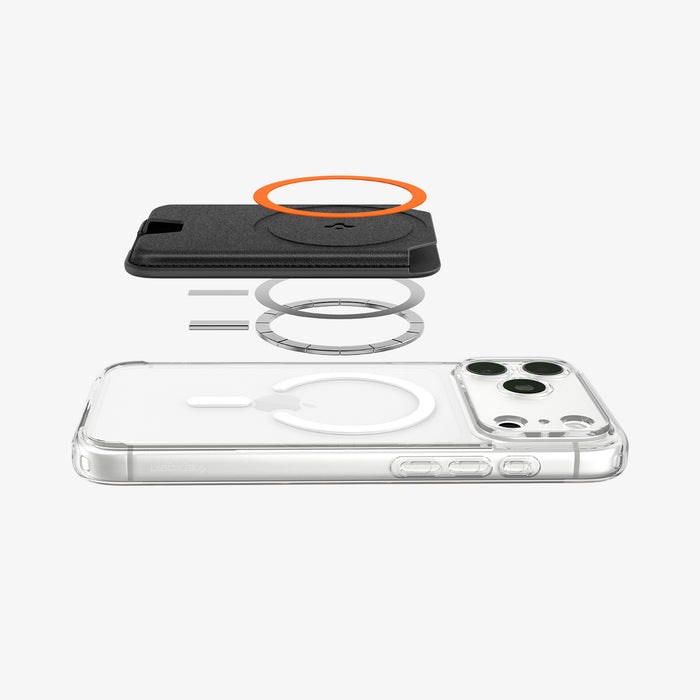 AFA11336 - Spigen Valentinus MagFit Plus Wallet exploded view showing internal magnetic ring structure
