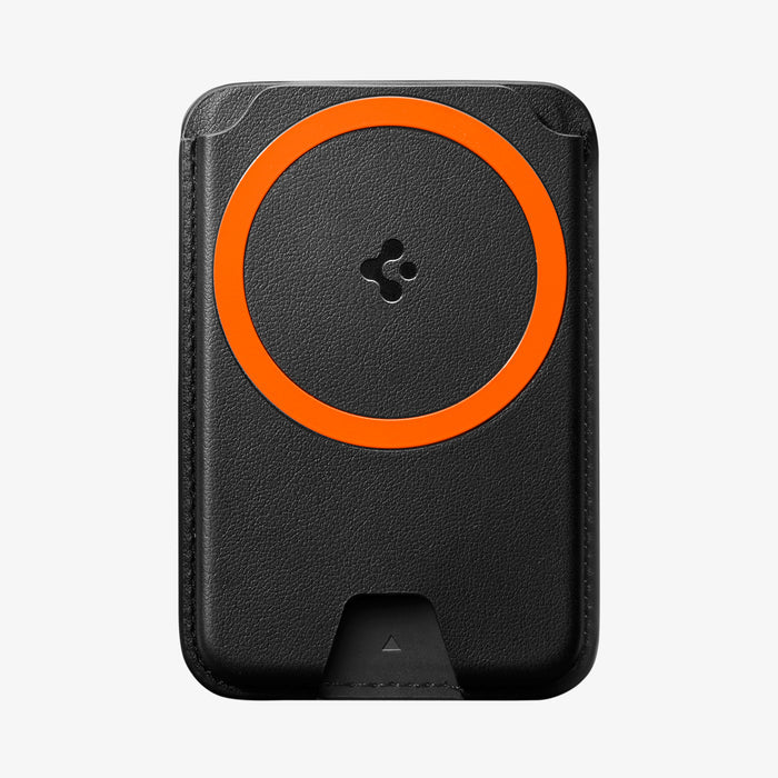 AFA11336 - Spigen Valentinus MagFit Plus Wallet back view showing orange MagSafe magnetic ring