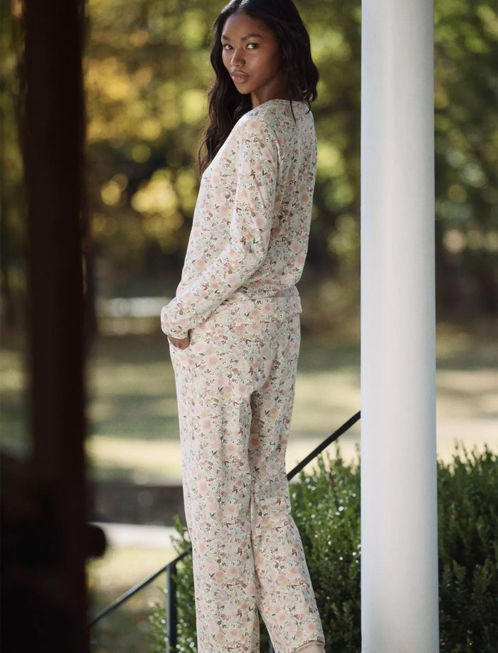 Meribel Knit Henley Long Sleeve Tee and Straight Leg Pant Set