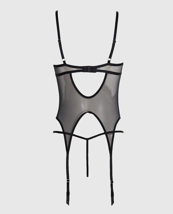 Mesh Hook-and-Eye Merrywidow in Black