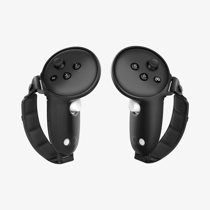 ACS07550 - Meta Quest 3 Case Silicone Fit in Black showing the front with button controllers and sides with strap