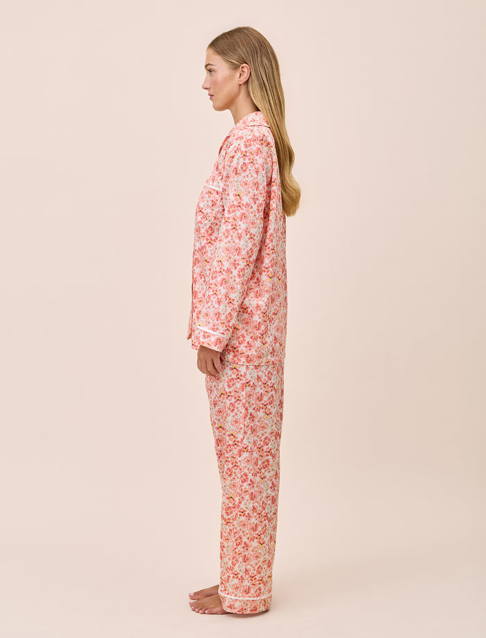 Molly Sims Cotton Full Length PJ Set & Eye Mask