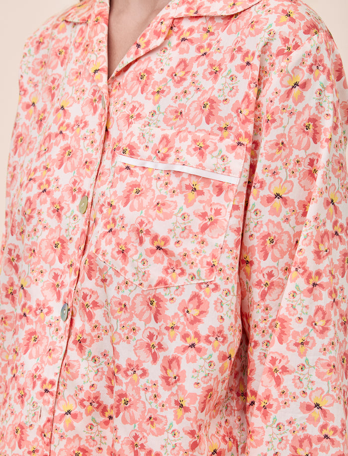 Molly Sims Cotton Full Length PJ Set & Eye Mask