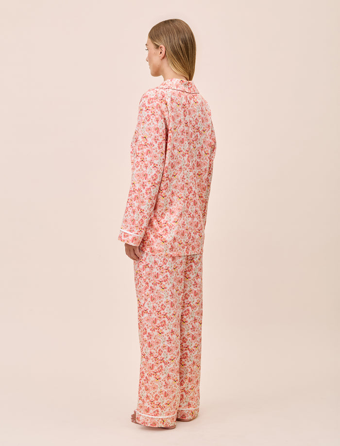 Molly Sims Cotton Full Length PJ Set & Eye Mask