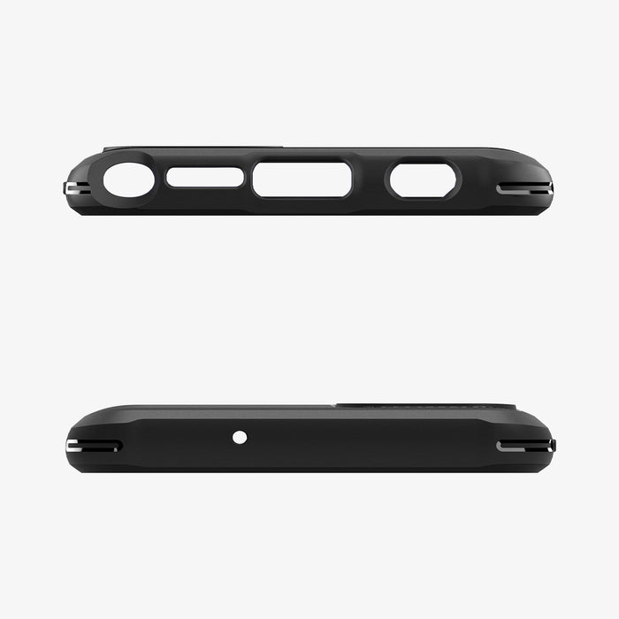 ACS04468 - Moto G Stylus Case Rugged Armor in black showing the top and bottom