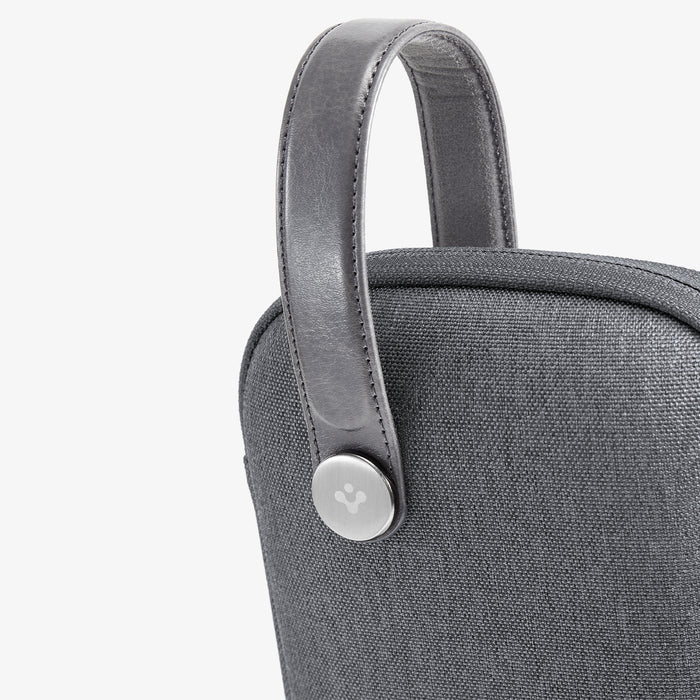 AGP10204 - Nintendo Switch 2 Klasden Pouch Renewed in Charcoal Gray showing the partial side with strap zoomed in