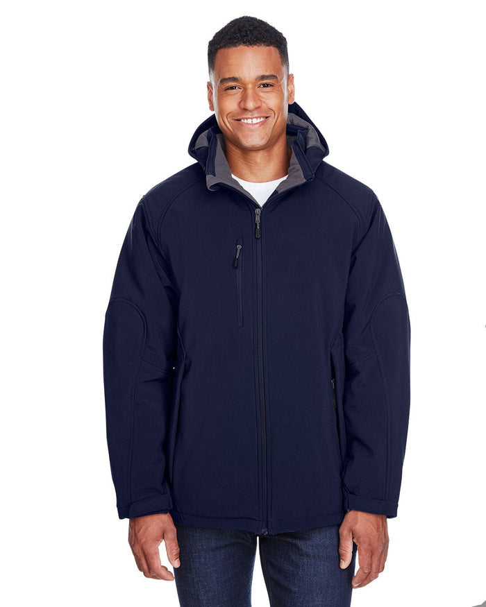North End 88159 Men's Glacier Insulated Three - Layer Fleece Bonded Soft Shell Jacket with Detachable Hood - Ninja Transfers