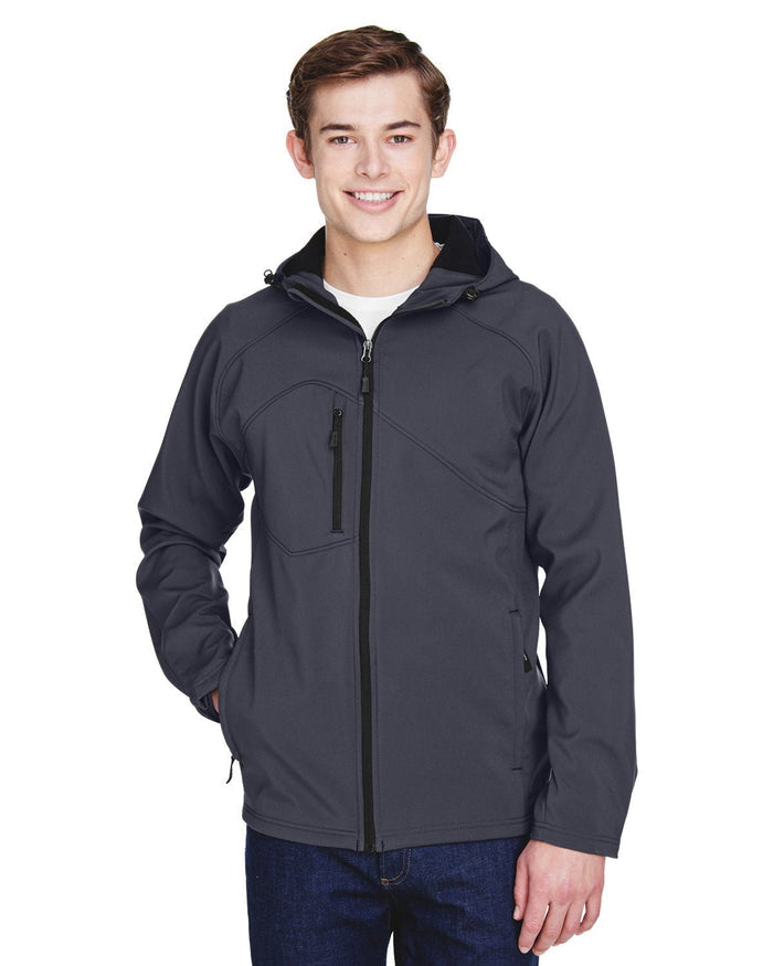 North End 88166 Men's Prospect Two - Layer Fleece Bonded Soft Shell Hooded Jacket - Ninja Transfers