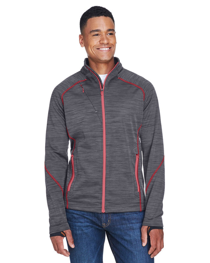 North End 88697 Men's Flux Mlange Bonded Fleece Jacket - Ninja Transfers