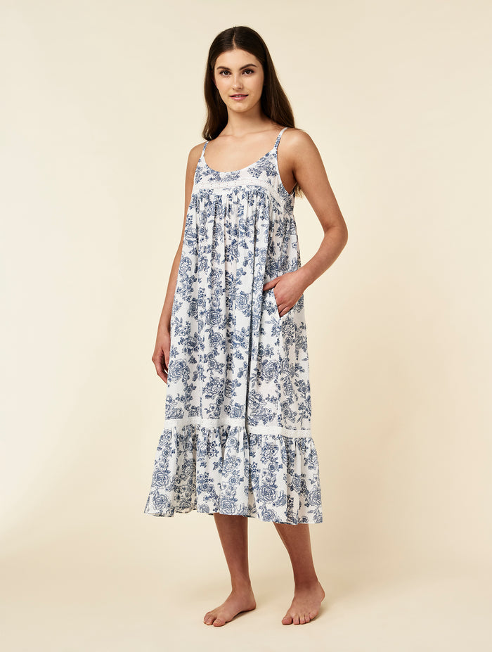 Nostalgia Strappy Lace Trim Nightgown