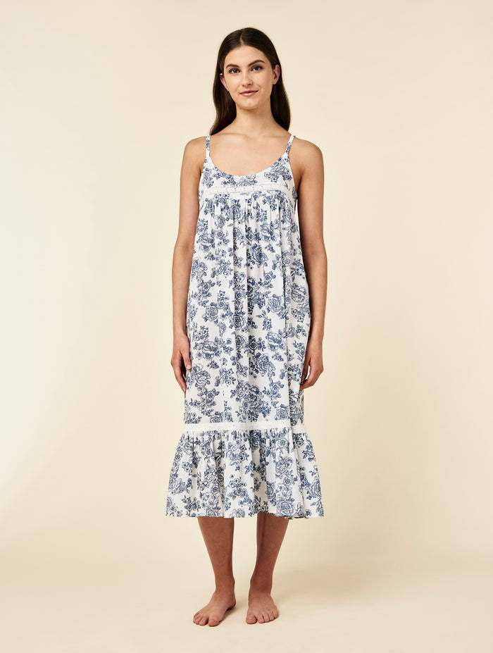 Nostalgia Strappy Lace Trim Nightgown