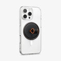 AMP08552 - O-Mag Magnetic Phone Holder (MagFit) OM104 in Black showing the back and partial side of the device with o-magring attached at  the back